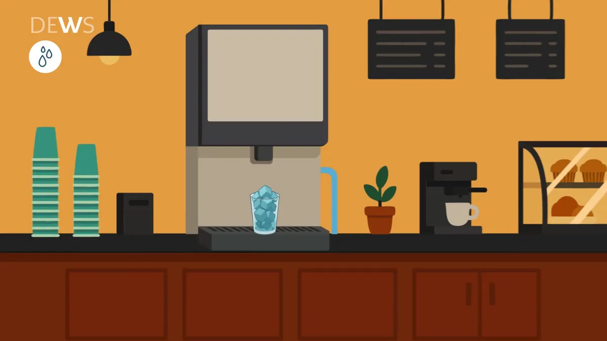 An illustrated cafe counter from the Easy Ice animation