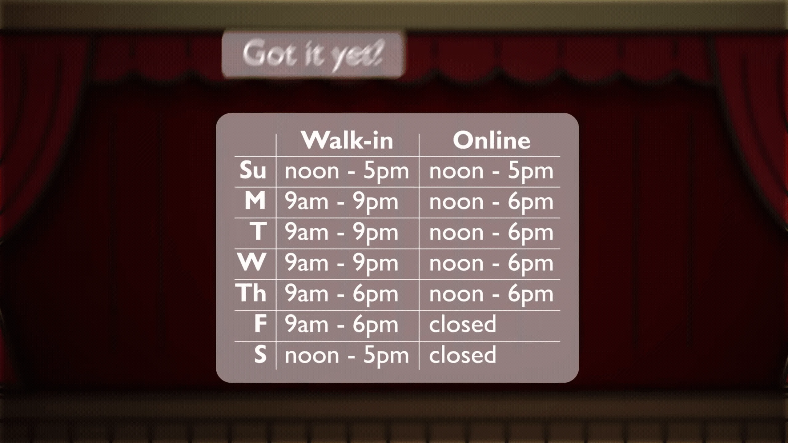 Still preview of Tutoring schedule shown in the original animation